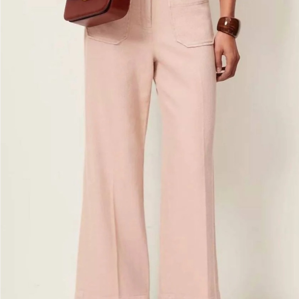 Elegant Cream Wide Leg Pants, size 42, organic Calvary cotton twill. Beautiful!